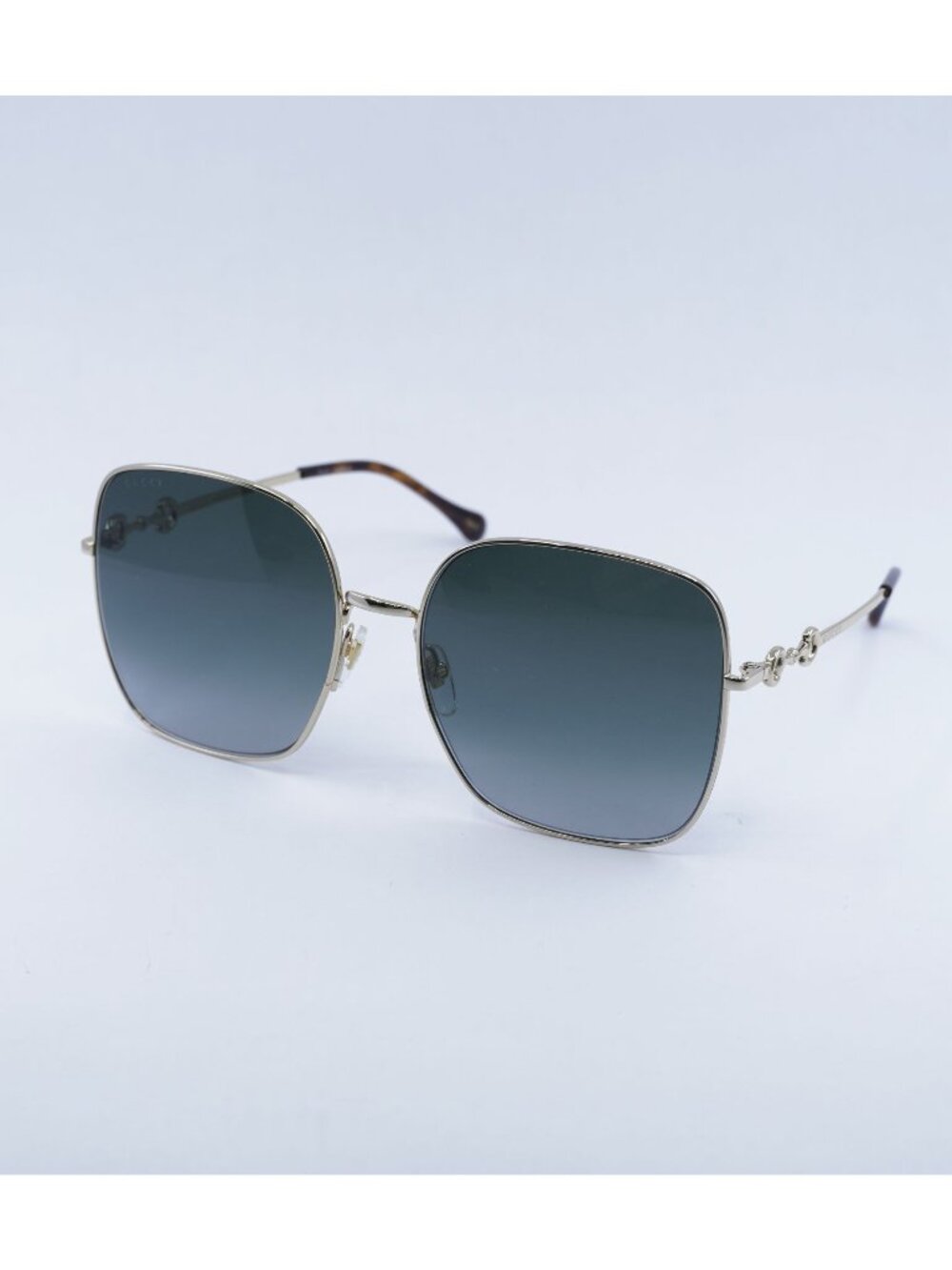 Gucci GG0879S 001 Women Sunglasses Gold Square Frame, Grey Lenses